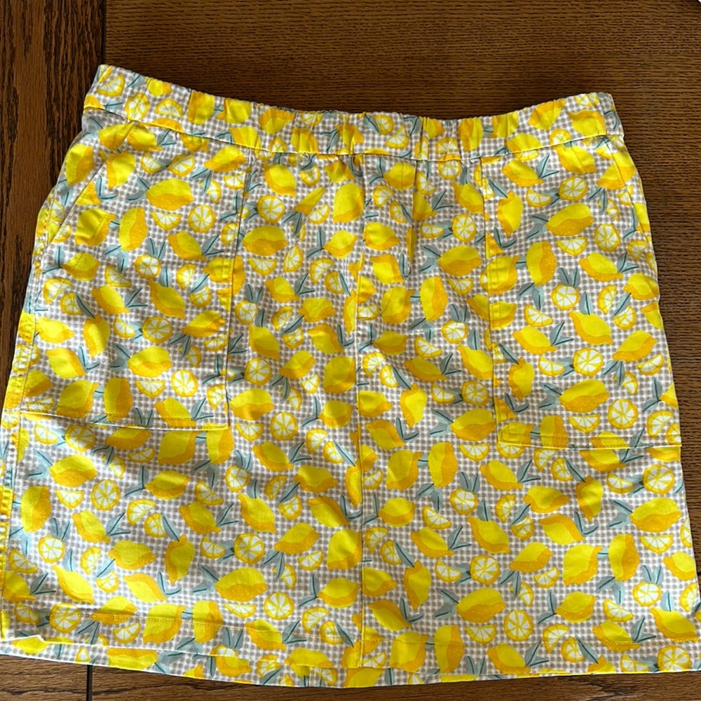 Lands’ End Size 16 Lemon Print/Gingham Check Pull… - image 1